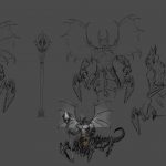 2d character and creature concept art for game design and modeling references
