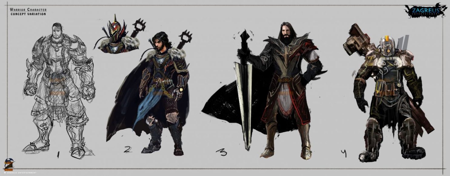 2d character and creature concept art for game design and modeling references