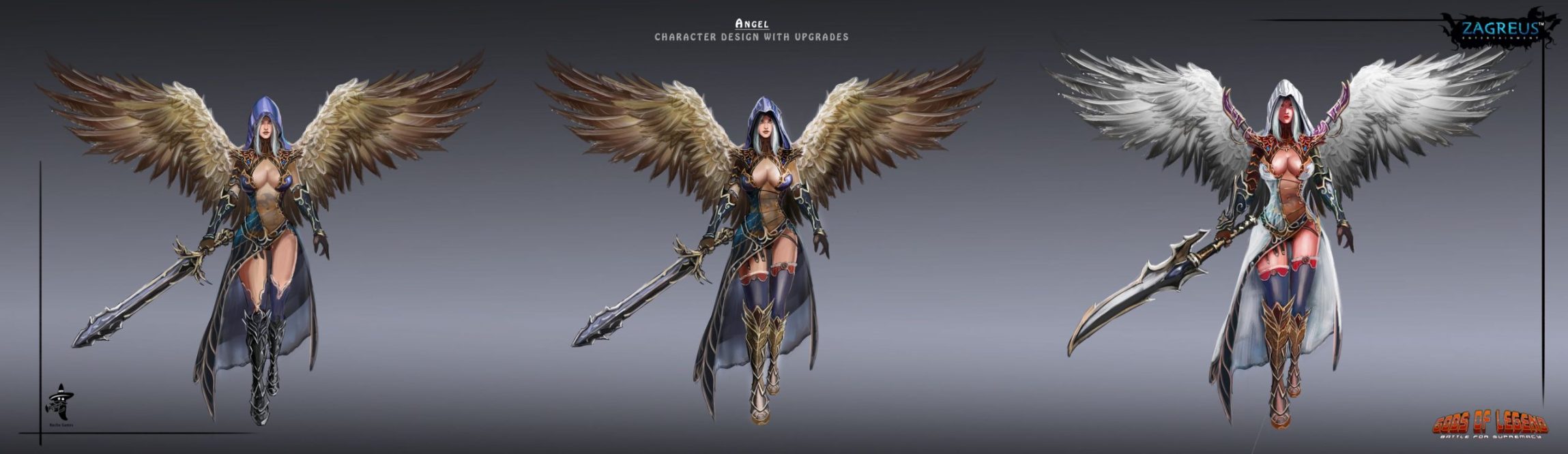 2d character and creature concept art for game design and modeling references