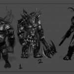 2d character and creature concept art for game design and modeling references