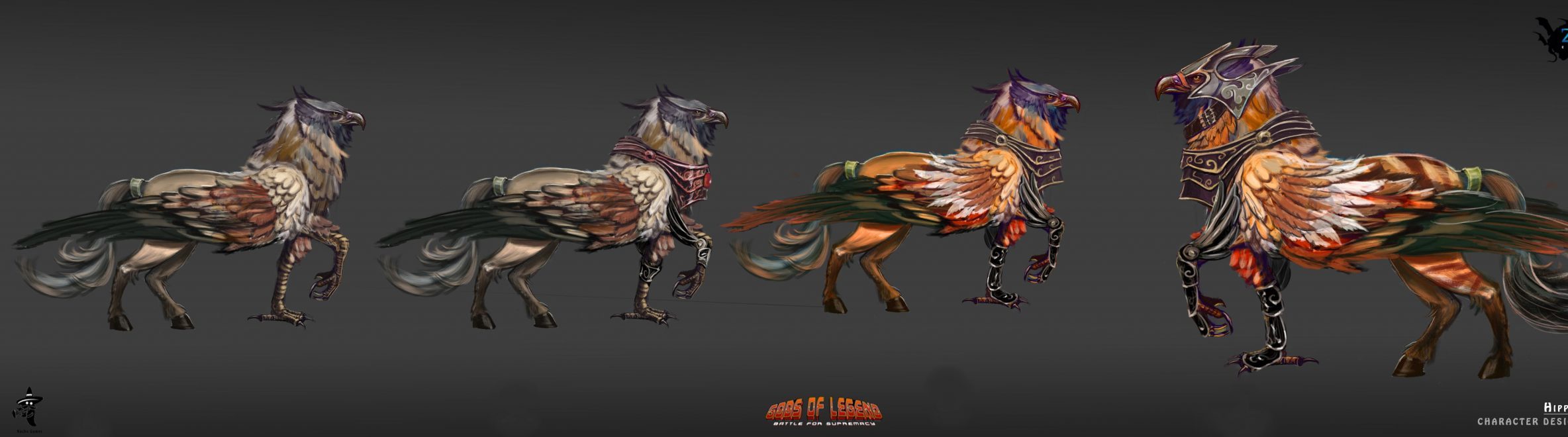 2d character and creature concept art for game design and modeling references