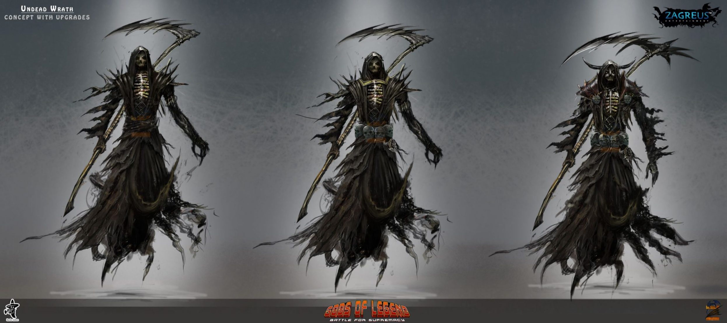 2d character and creature concept art for game design and modeling references