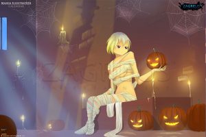 colorful 2d illustration depicting a whimsical scene with stylized characters and vibrant backgrounds anime and manga