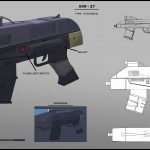 2d weapon concept art for game design and modeling references