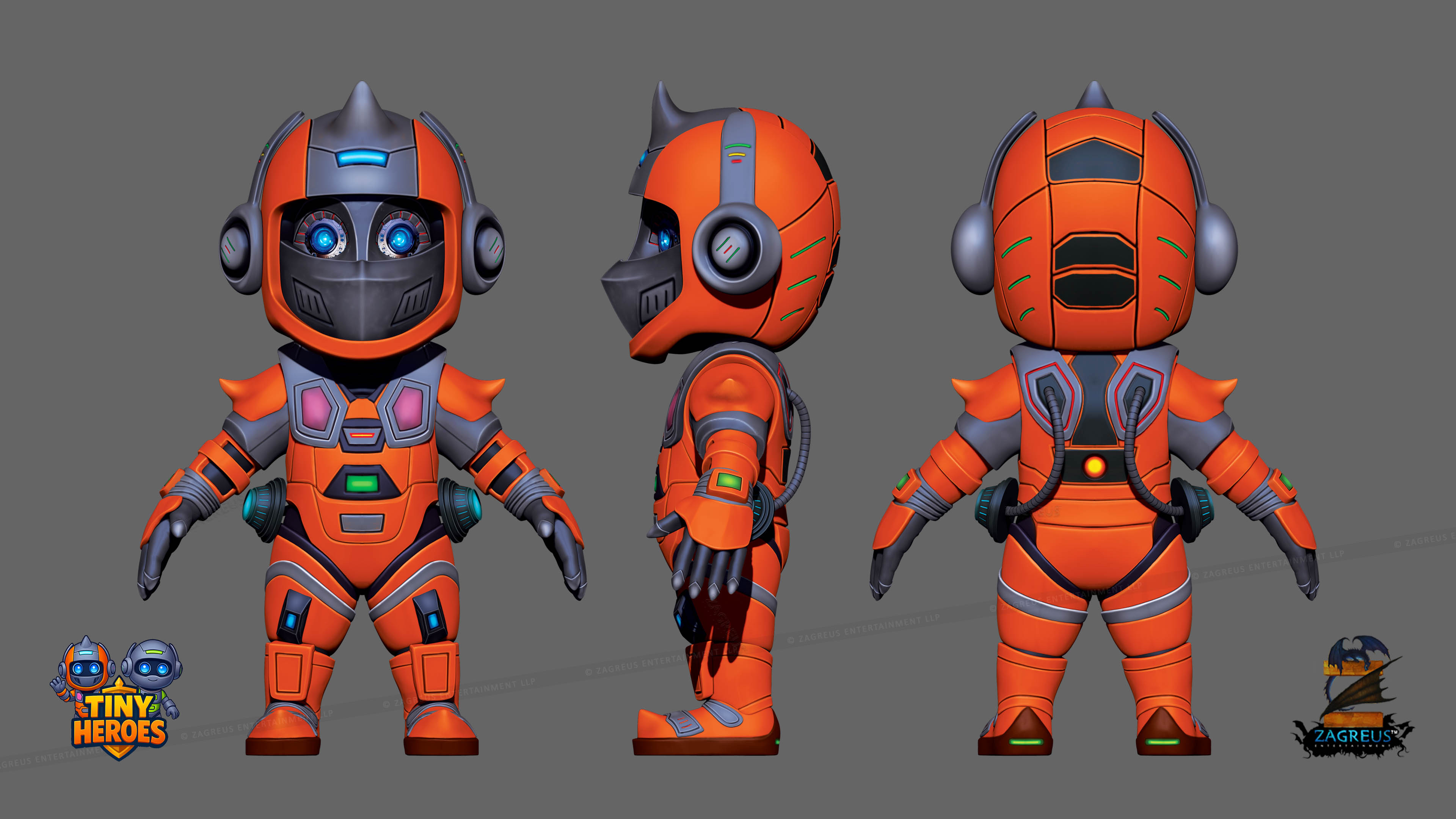 Stylized 3D characters and futuristic robot - low poly models for games