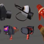 mask Gloves Thermal Head Camera low poly 3d game props and weapons for stylized or mobile games